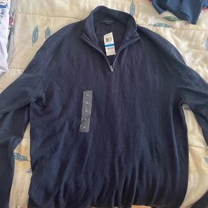 Via Europa mens navy zip up sweater xl nwt